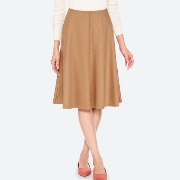 Uniqlo Dresses & Skirts - Uniqlo Camel Tan High Waist Wool Midi Skirt